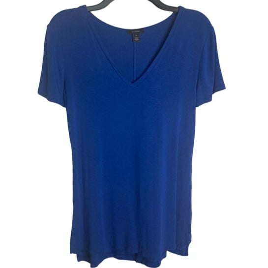 Halogen Womens Blue Short Sleeve V-Neck T-Shirt Size XS