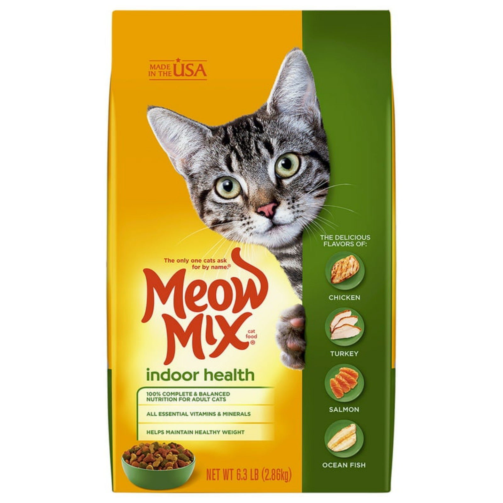 Meow Mix Indoor Health Dry Cat Food, 6.3-Pound Bag E4MQ