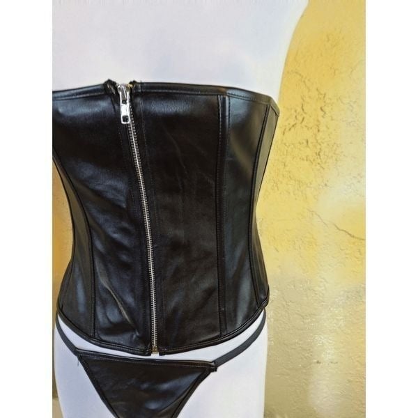Size XLrg Leather Feel Front Zip Corset CLH113 fHcErCZWH