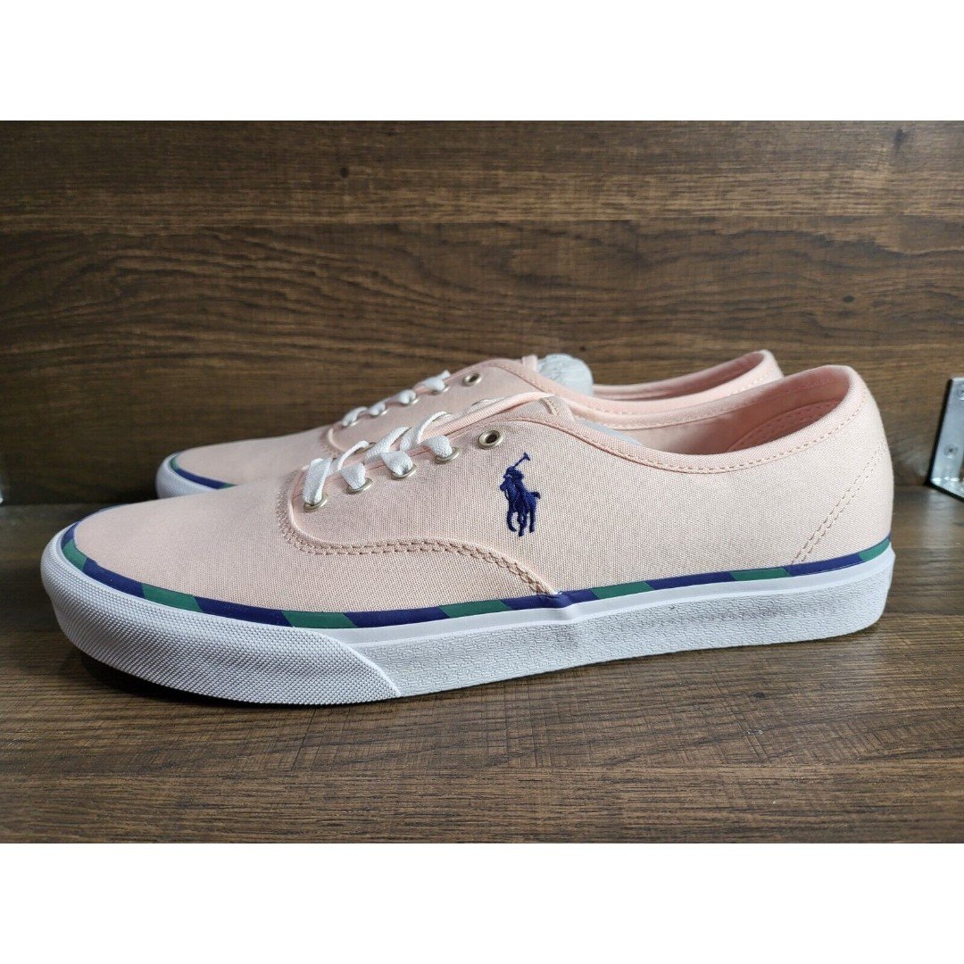 Polo Ralph Lauren Men´s Keaton Leather-Trim Canvas Sneaker Carmel Pink 10.5D New fJvCCsFeV