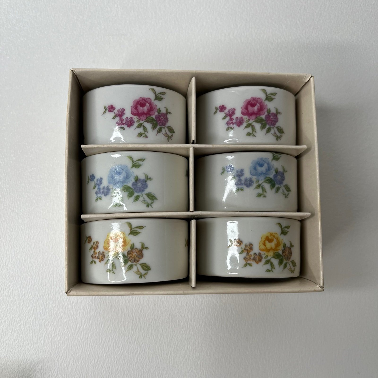 Shafford Porcelain Floral Napkin Rings Set Of Six Made In Japan dyasFacwC