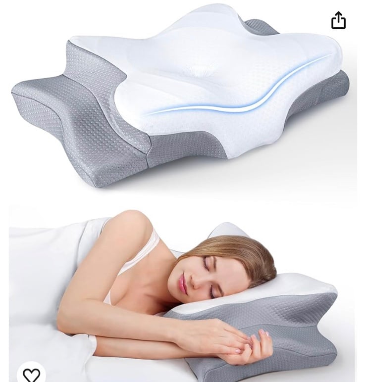 Grey Cervical Pillow Cozy Sleeping Ergonomic Contour CF