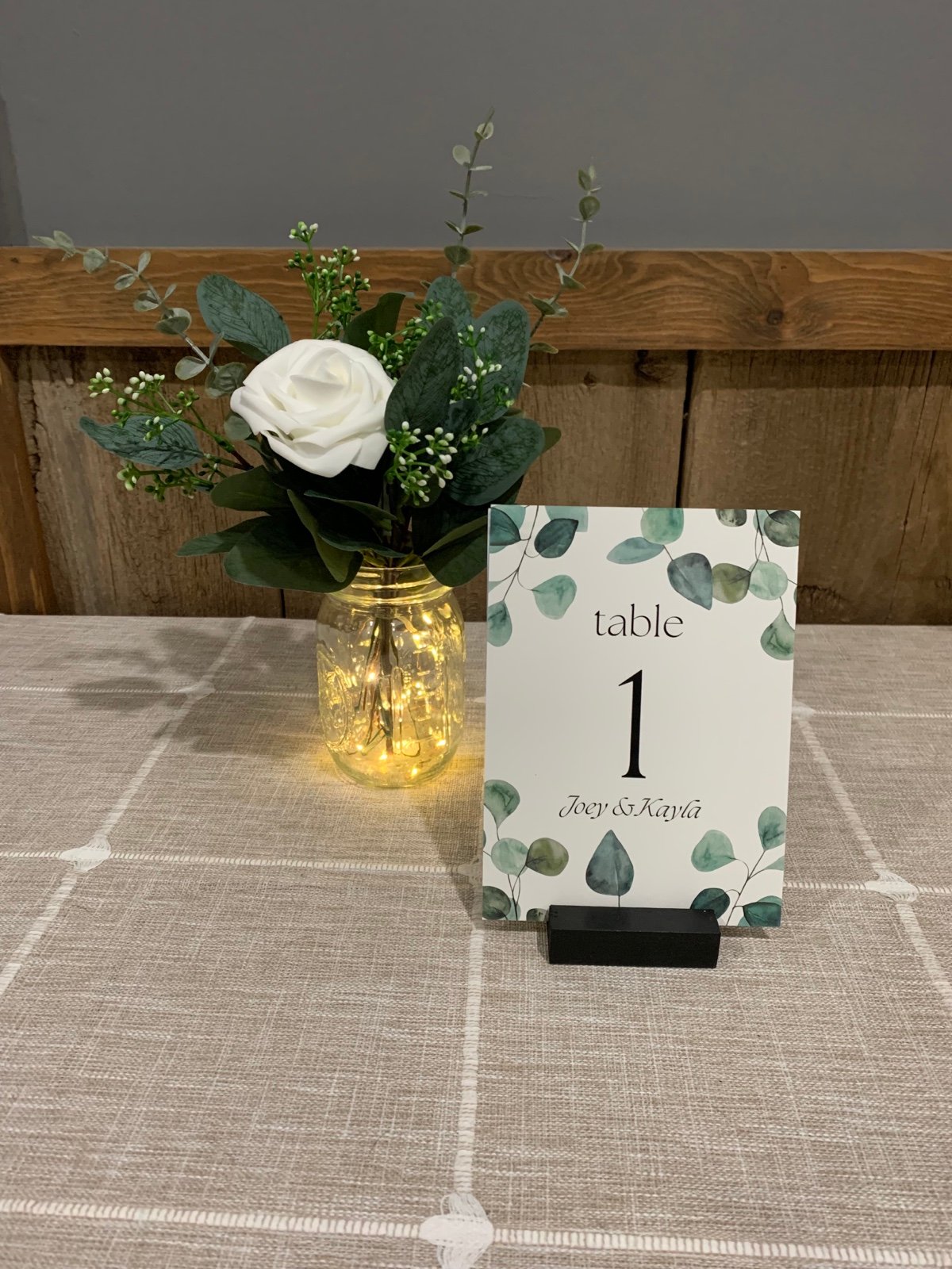 PRINTED Double sided Personalized Greenery Wedding Tabl