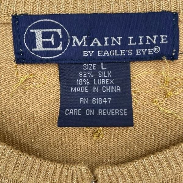 Main Line By Eagles Eye Silk Blend Beaded Mistletoe Cardigan Sweater NWT Gold Gc57gWaxQ