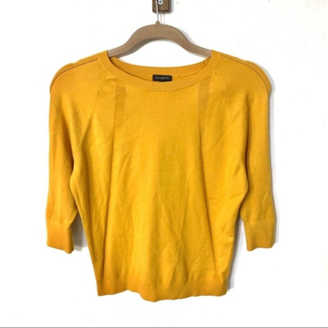 TALBOTS sweater womens like new mustard yellow crew nec