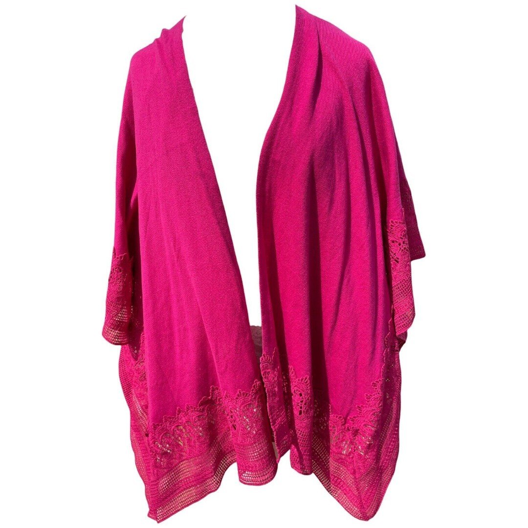 Lane Bryant Shawl Wrap Womens One Size Pink Knit Intricate Lace Detail NEW brJVBAJMU
