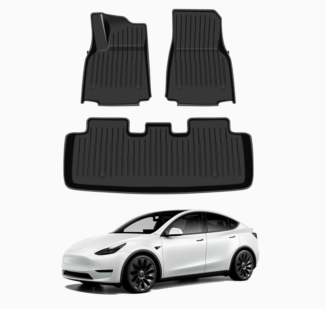 Tesla Model Y Custom Fit Black TPE Floor Liners 1st & 2
