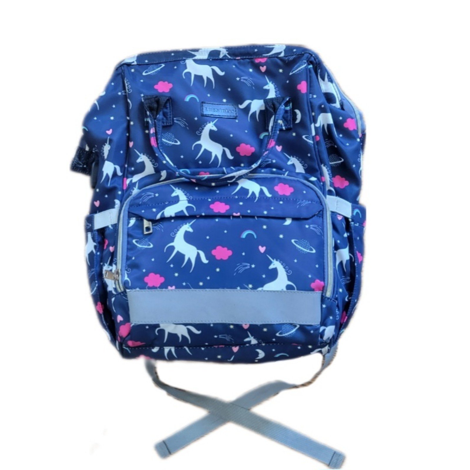 Unicorn Navy Blue Nylon Baby Backpack CWdXwf2yk