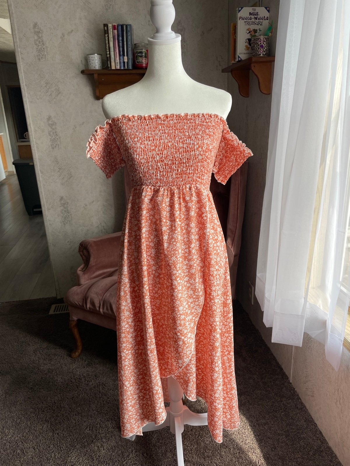 Floral Peach Off-Shoulder Dress gEnpXiZpi