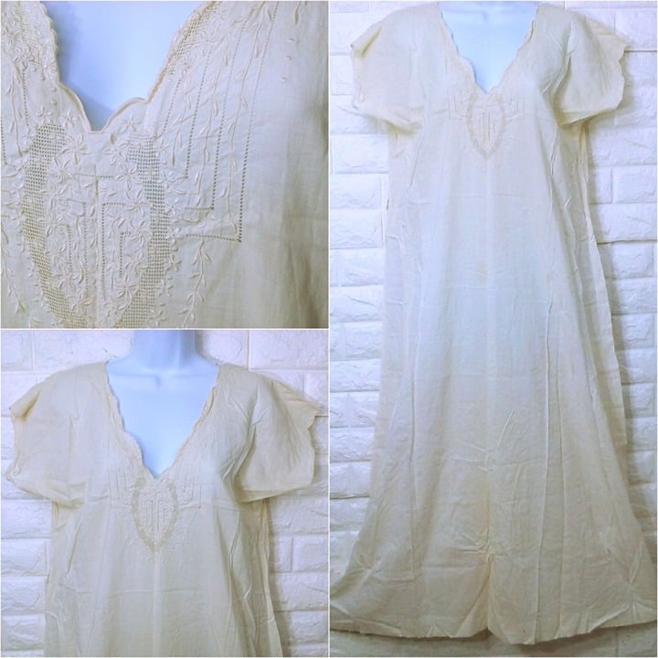 Antique Handsewn Nightgown Undergarment -L(12) Anglaise