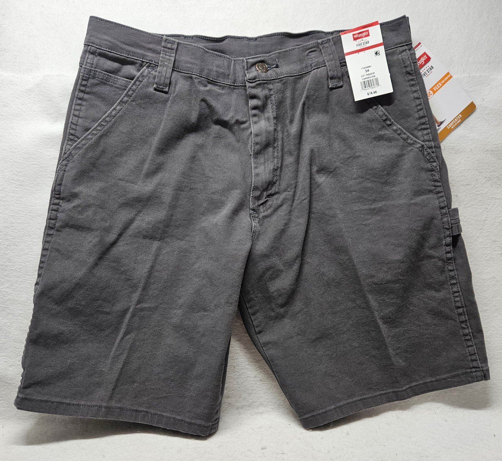 Wrangler Men´s Flex For Comfort Gray Carpenter Shorts Size 34, 10