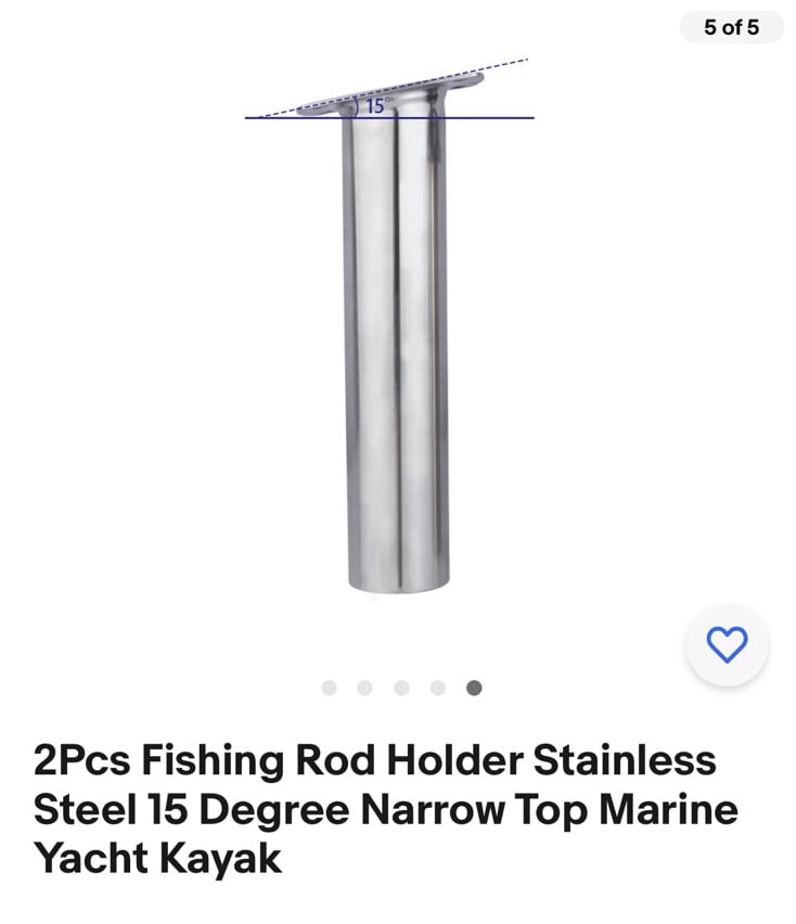 2Pcs Fishing Rod Holder Stainless Steel 15 Degree Narro