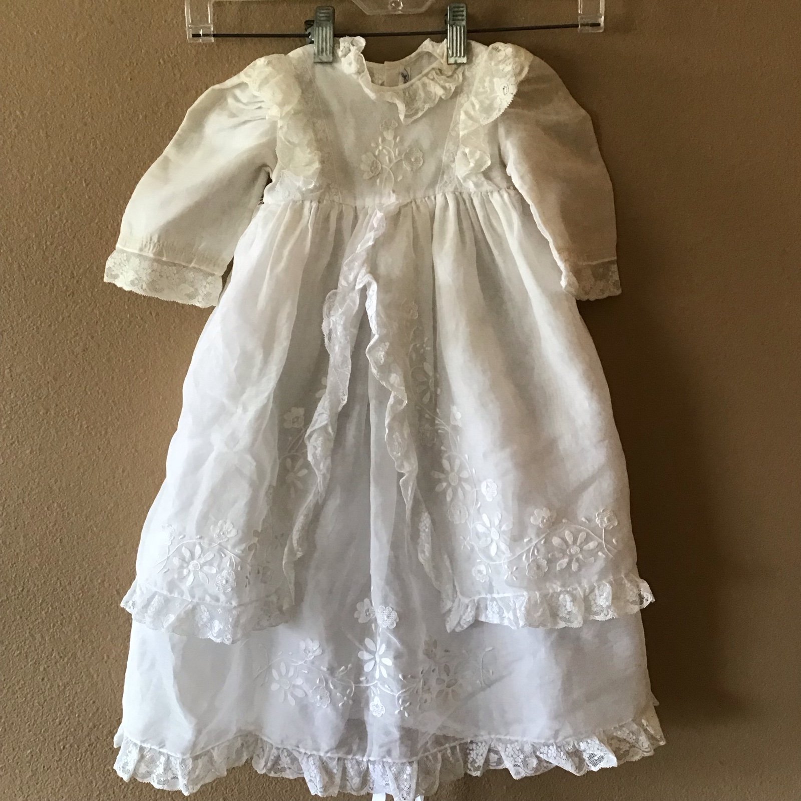 Vintage Handmade Silk Blend Christening Baptism Gown (Infant Unisex) FZowkUwJj