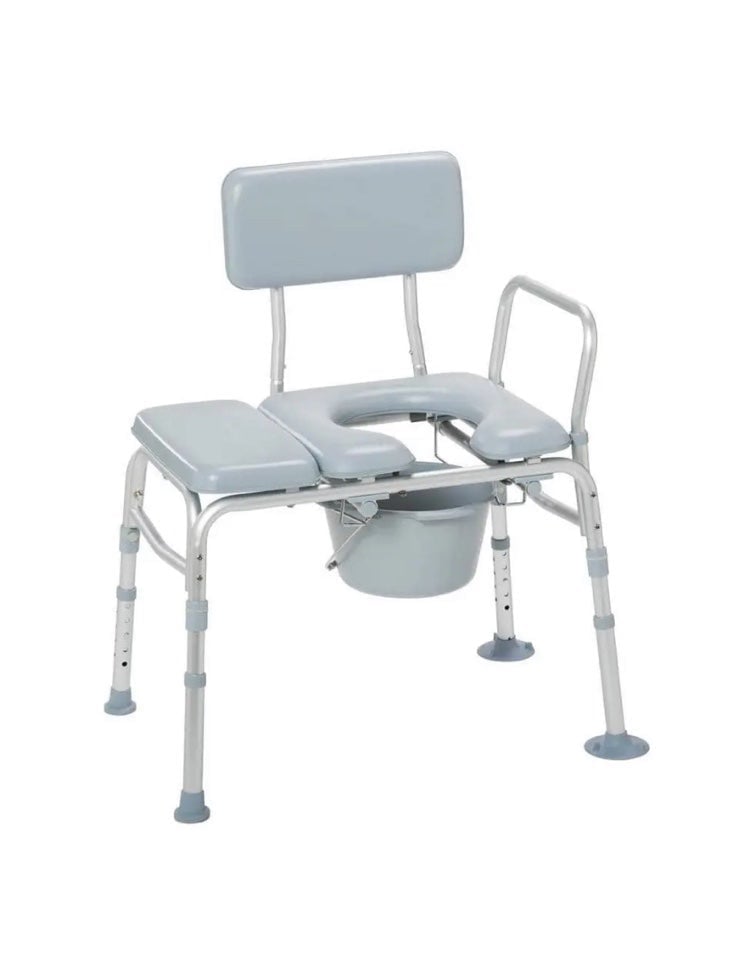 Drive Medical Transfer Bench Commode Chair Toilet Cushioned Adjustable Height 2gzMND91C
