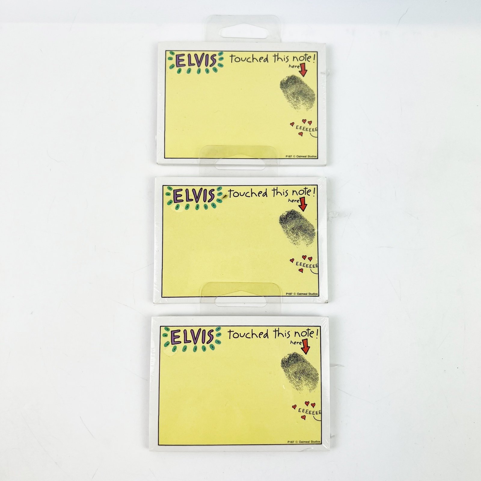 NEW 3 Vintage Post-it Note Pads 3M “Elvis Touched This Note” 40 Sheets Each bG9wg4ajV