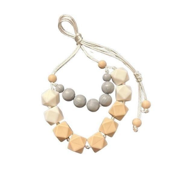 New in package Teething Necklace SILICONE, 100% BPA FREE pink, white and gray DoUbX0Yis
