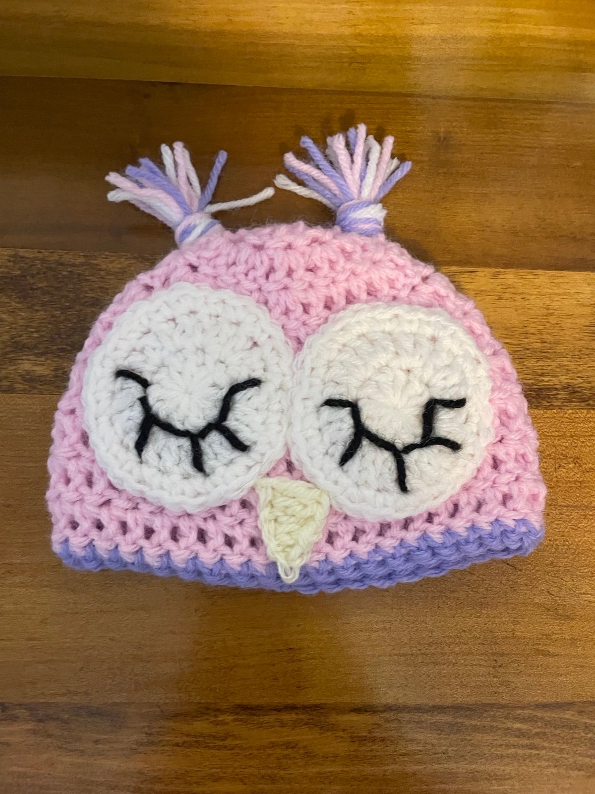 Newborn Pink & Purple sleeping Owl Hat 0bcf773wl