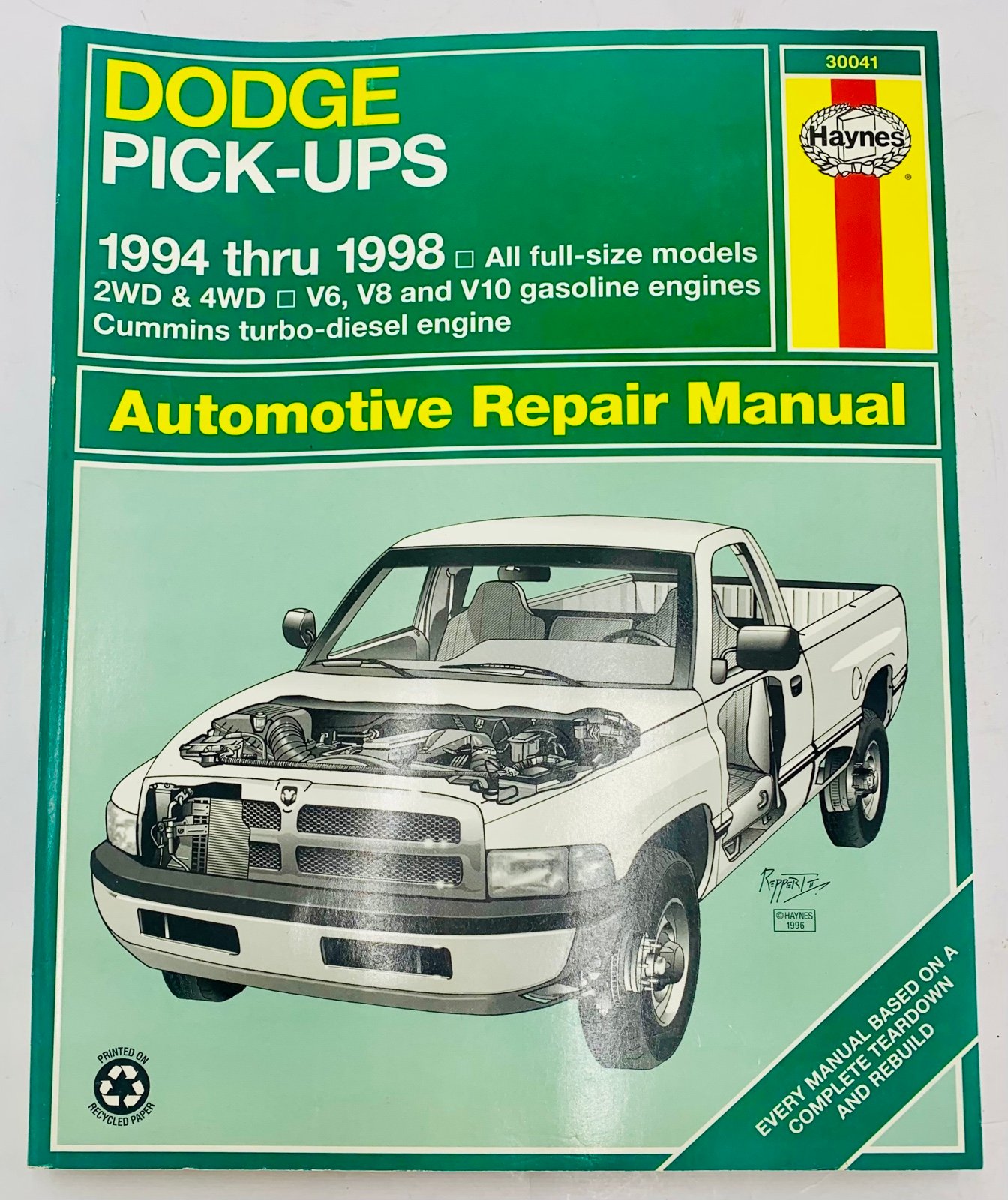 HAYNES REPAIR MANUAL 30041 Dodge Pick Ups 1994 Thru 2001 Complete Repair Manual 1mhnu9FVd