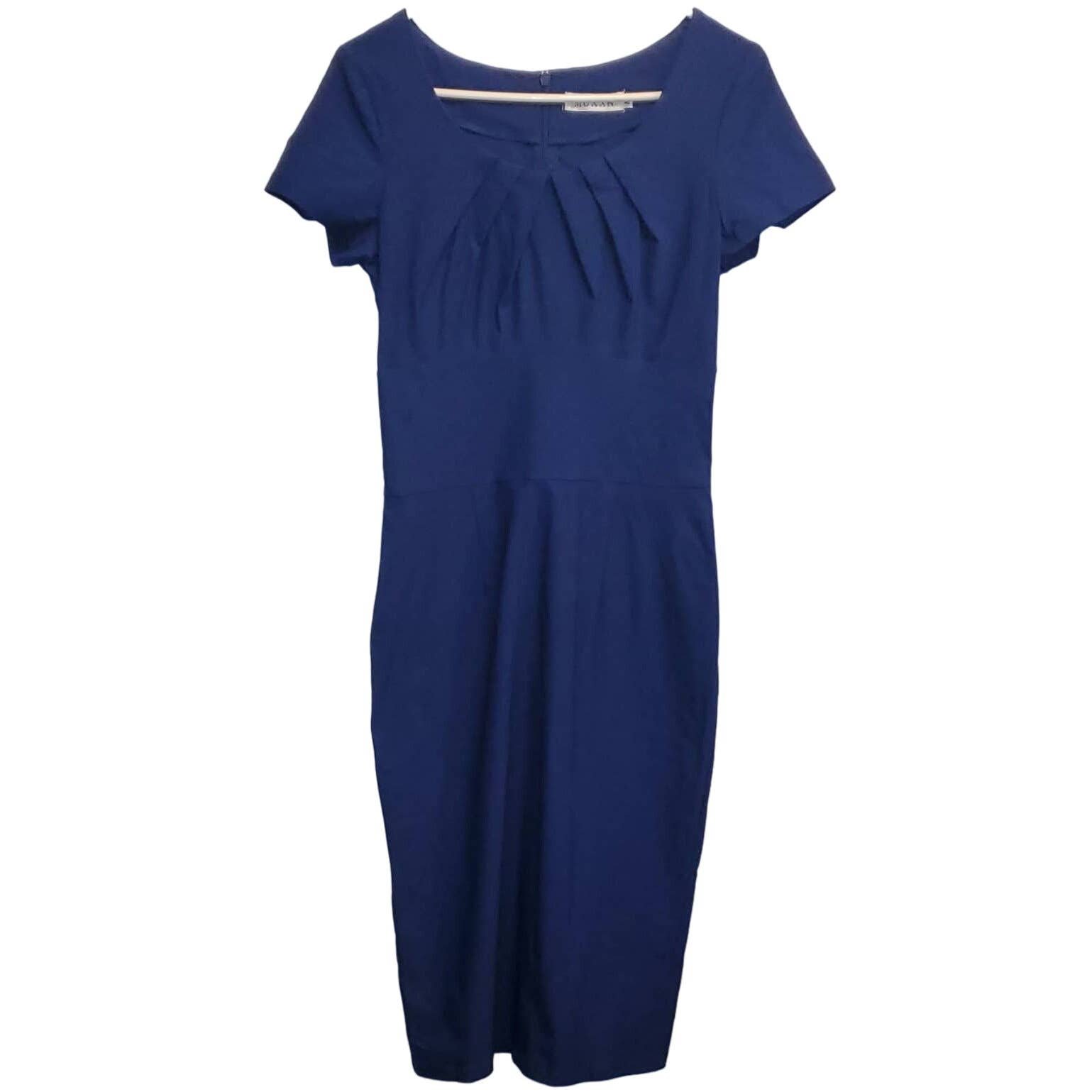 Muxxn Blue Pleaded Midi Sheath Dress Size Medium 7mGPpGkMD