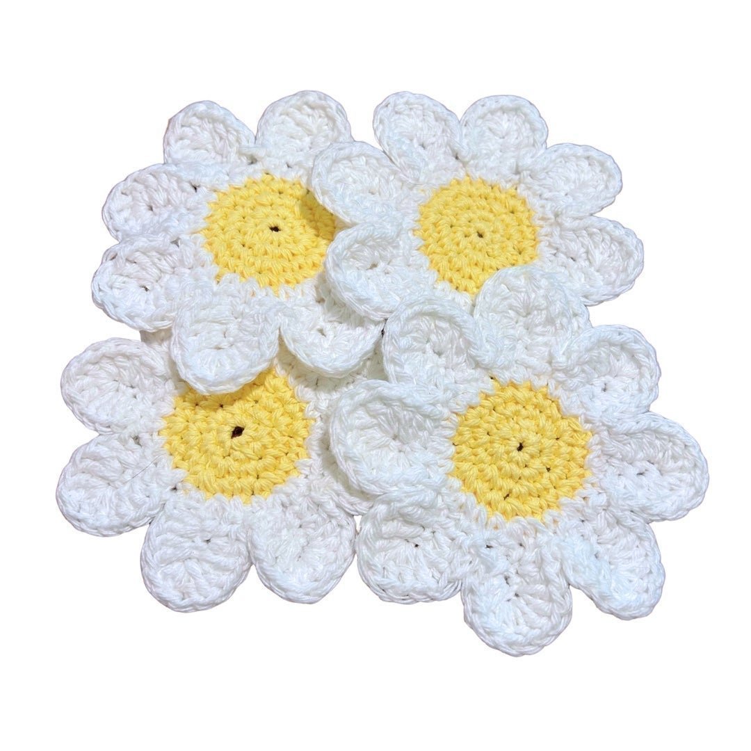 Daisy Crochet 100% Cotton Face Scrubbies Set of 4 GDjc2hL8C