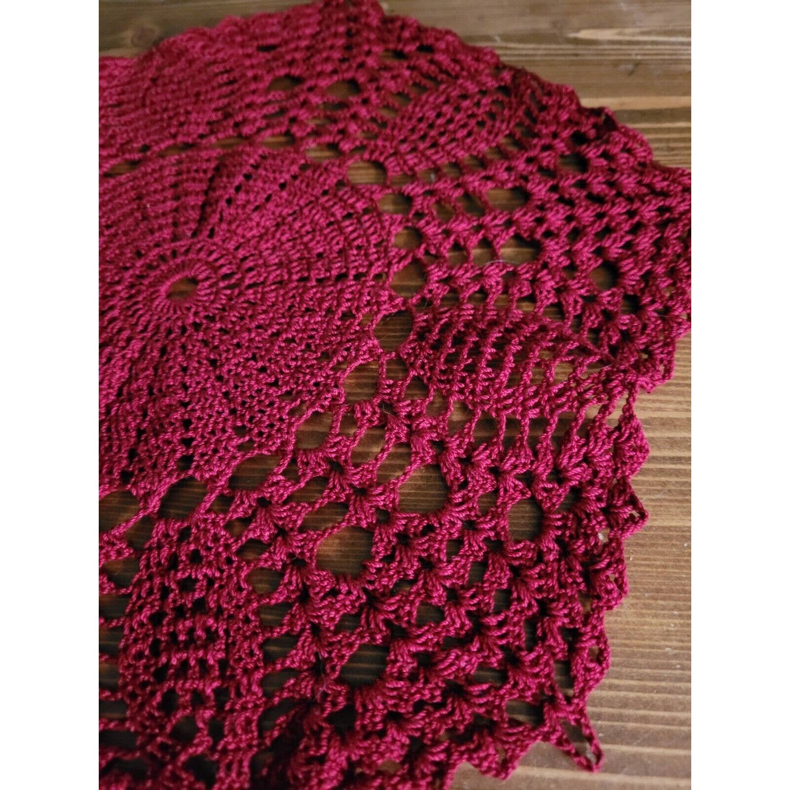 Handmade Doily crochet burgundy hexagon geHJtdNNo