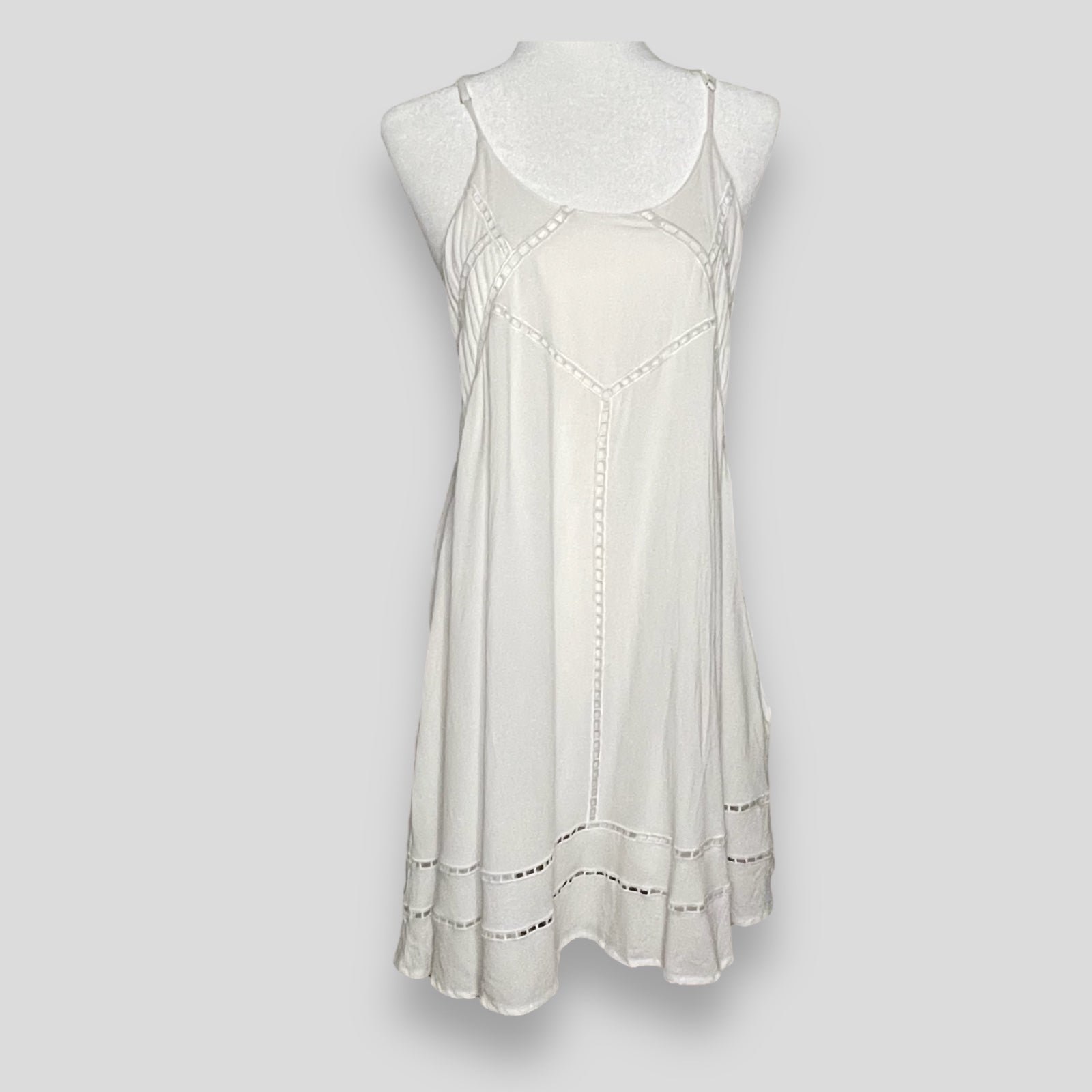 Lulus White Halter Dress with Eyelet Details and Side P
