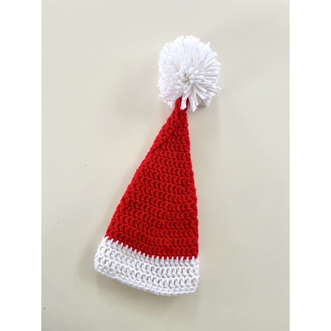 Crocheted Newborn Baby Red and White Santa Christmas Ha